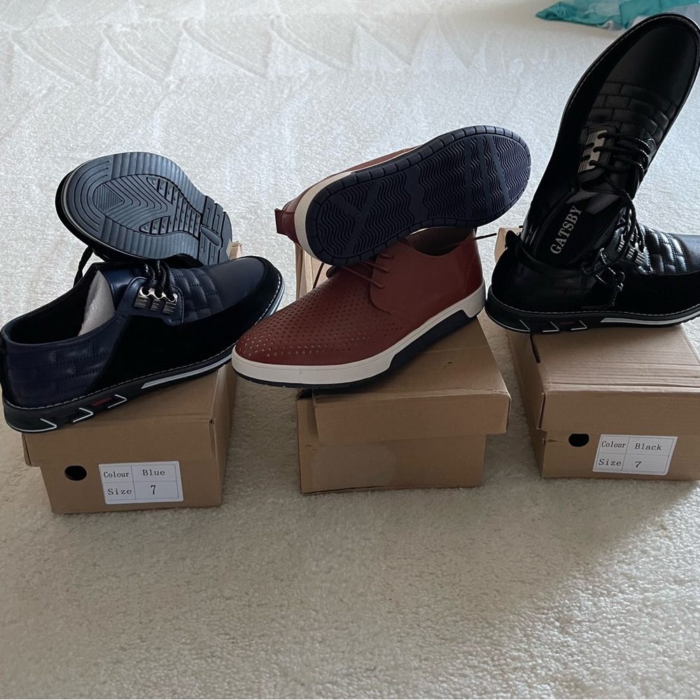 Blue and a black Oxford Derby Orthopedic Leather, Brown Respirer Leather Shoes.